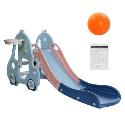 Indoor Slide for Kids with Basketball Ring – Sky Blue