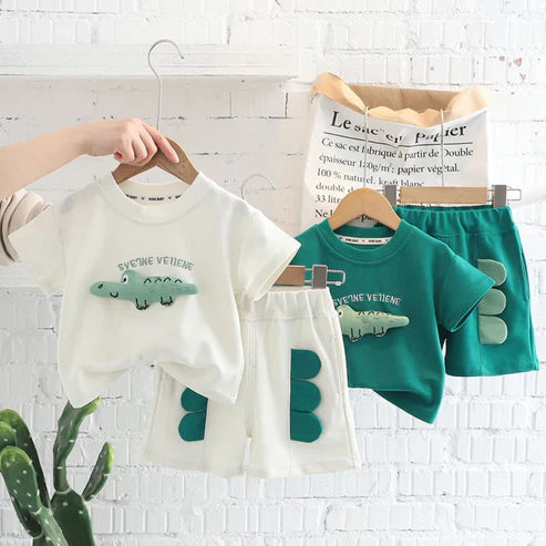 Kids Short Sleeve Crocodile T-Shirt & Shorts Set – Soft & Comfortable