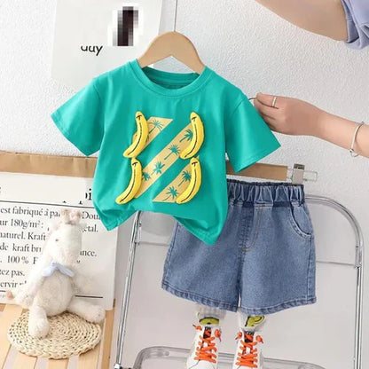 Boys T-Shirt and Denim Shorts Set – Soft Cotton Summer Wear