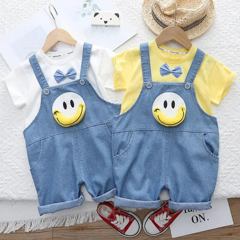 Baby T-Shirt & Dungaree Overall Set – Cute Smile Design