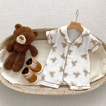 Kids Printed Half Rompers – Panda, Teddy Bear & Black Dot Designs