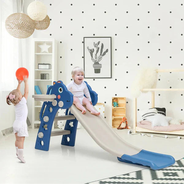 Indoor Slide for Kids with Basketball Ring – Sky Blue