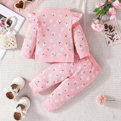 Girls Floral Print Full Sleeves Flare Co-Ord Outfit