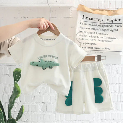 Kids Short Sleeve Crocodile T-Shirt & Shorts Set – Soft & Comfortable