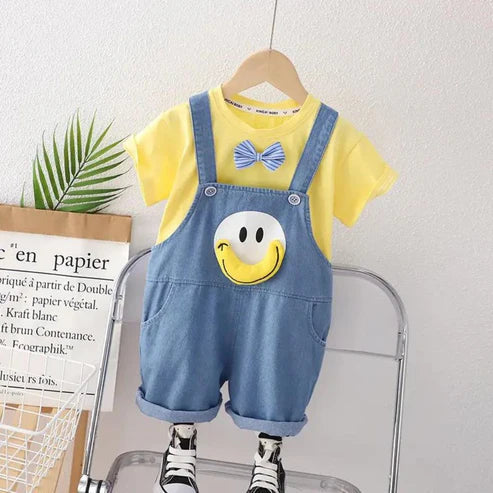 Baby T-Shirt & Dungaree Overall Set – Cute Smile Design