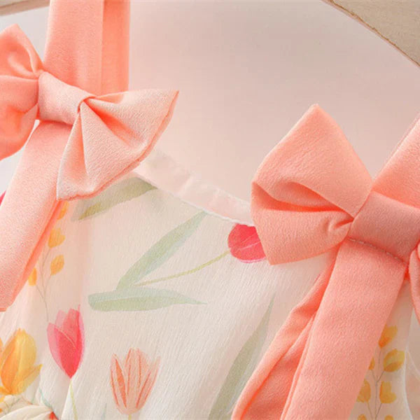 Baby Girl Sleeveless Floral Party Frock with Matching Hat – Festive Wear