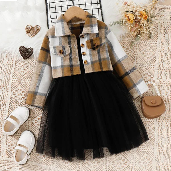 Toddler Girls Dress & Coat Outfit – Stylish Two-Piece Set