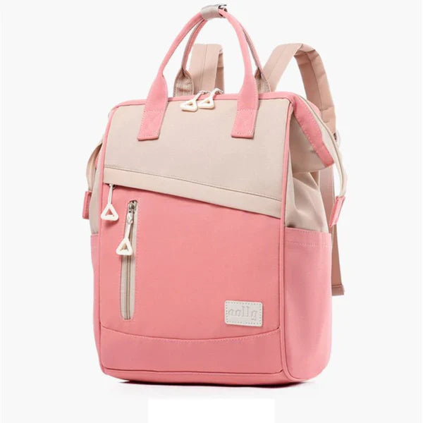 Stylish Pink Diaper Backpack for Moms – Waterproof Multi-Function Baby Travel Bag