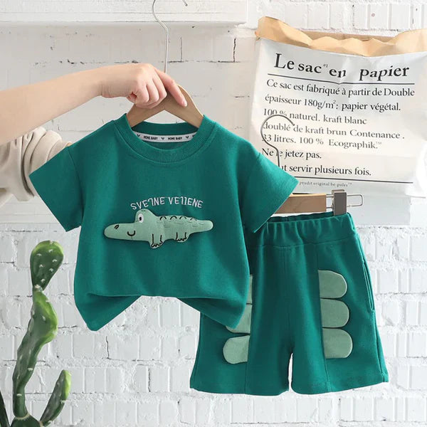 Kids Short Sleeve Crocodile T-Shirt & Shorts Set – Soft & Comfortable