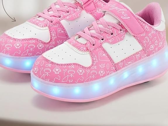 Girls & Women LED Light-Up Sneakers – USB Rechargeable Glowing Platform Shoes for Kids