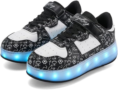 Girls & Women LED Light-Up Sneakers – USB Rechargeable Glowing Platform Shoes for Kids