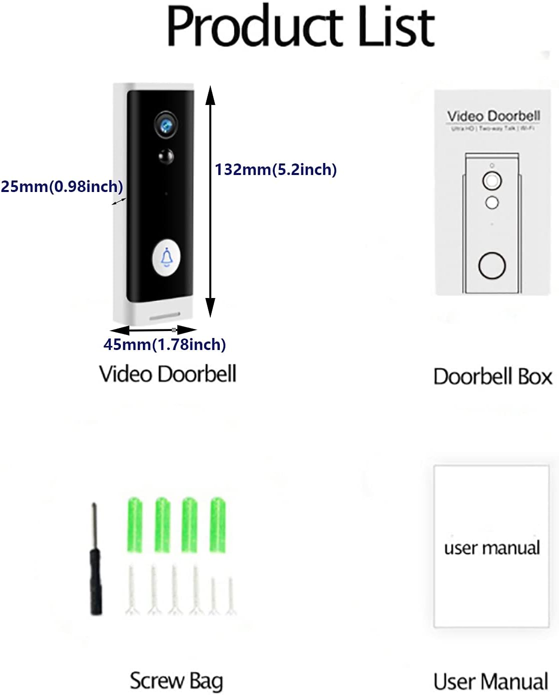 Smart WiFi IP Doorbell Security Camera Wth Night Vision