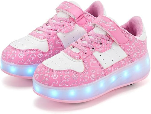 Girls & Women LED Light-Up Sneakers – USB Rechargeable Glowing Platform Shoes for Kids