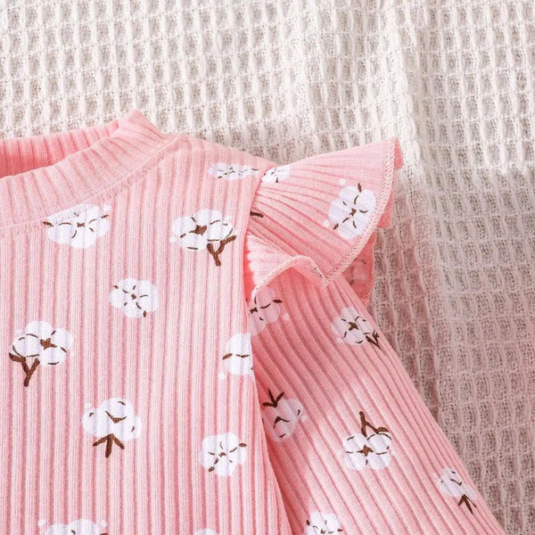Girls Floral Print Full Sleeves Flare Co-Ord Outfit