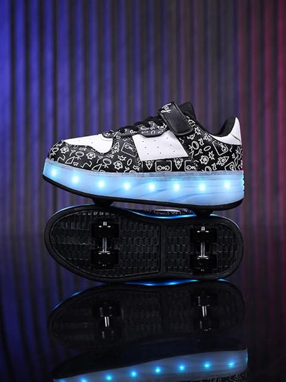 Girls & Women LED Light-Up Sneakers – USB Rechargeable Glowing Platform Shoes for Kids