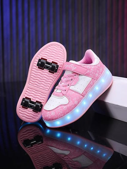 Girls & Women LED Light-Up Sneakers – USB Rechargeable Glowing Platform Shoes for Kids