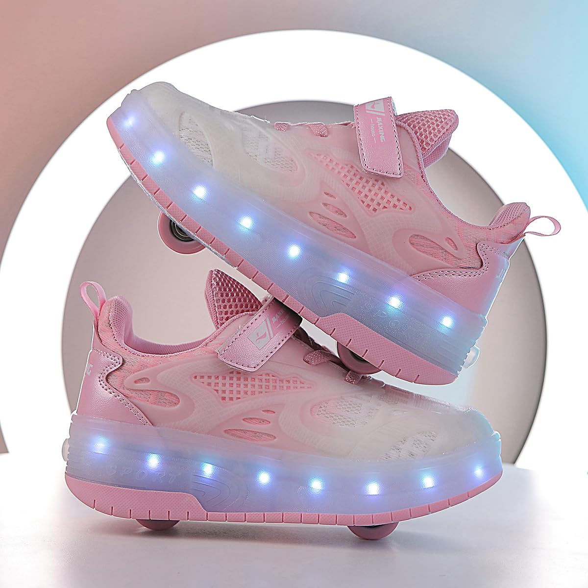 Autumn Collection Kids LED Roller Sneakers – Glowing Patent Leather Wheel Shoes for Boys & Girls