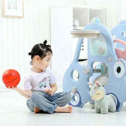 Indoor Slide for Kids with Basketball Ring – Sky Blue