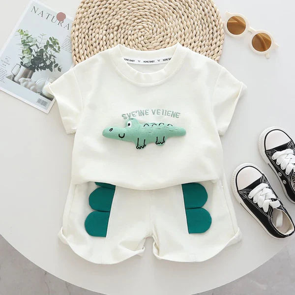 Kids Short Sleeve Crocodile T-Shirt & Shorts Set – Soft & Comfortable