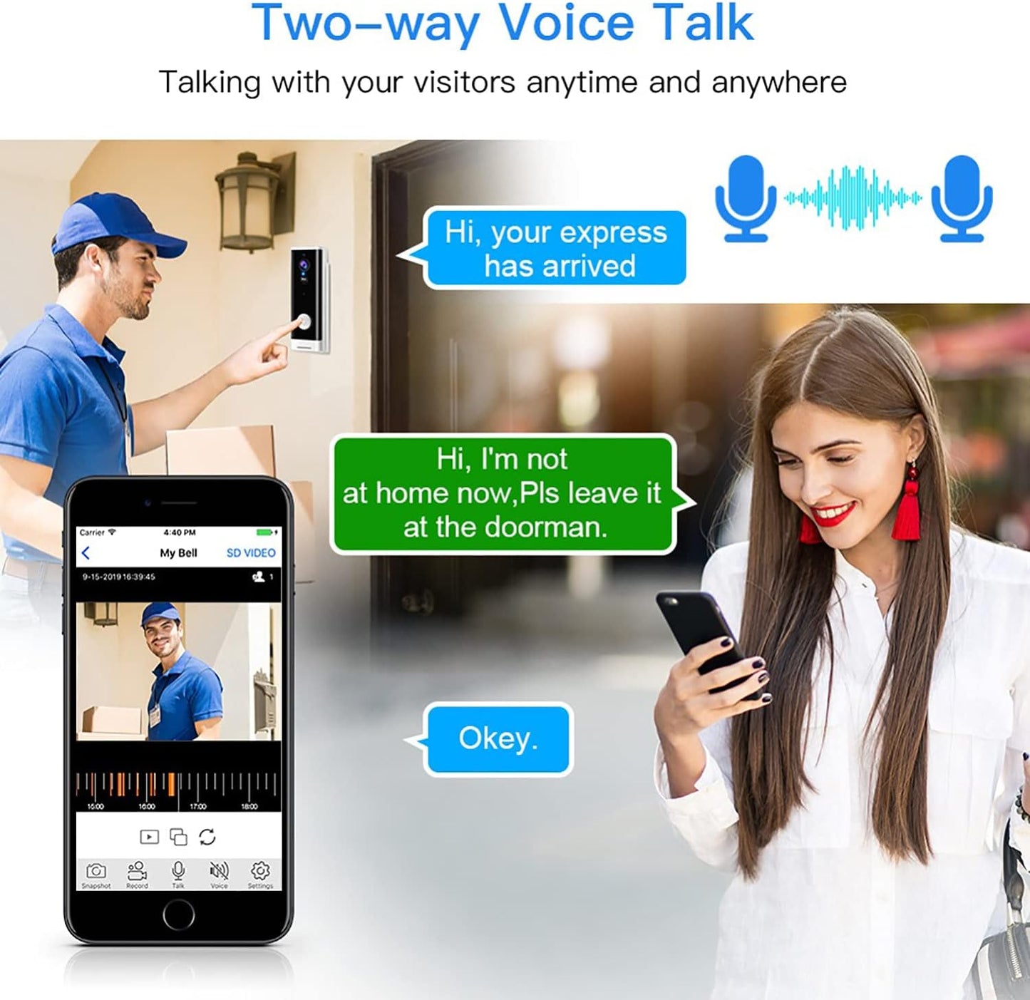 Smart WiFi IP Doorbell Security Camera Wth Night Vision