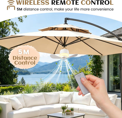 Rechargeable Hanging Camping Fan with Built-in LED Light & USB Charging