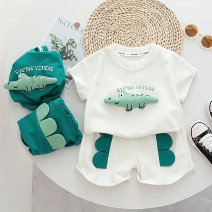 Kids Short Sleeve Crocodile T-Shirt & Shorts Set – Soft & Comfortable