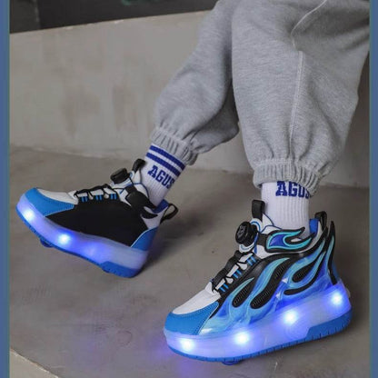 Kids Dual-Wheel Roller Sneakers – Detachable Inline Skate Shoes for Boys & Girls | 2-in-1 School & Outdoor Skating Shoes