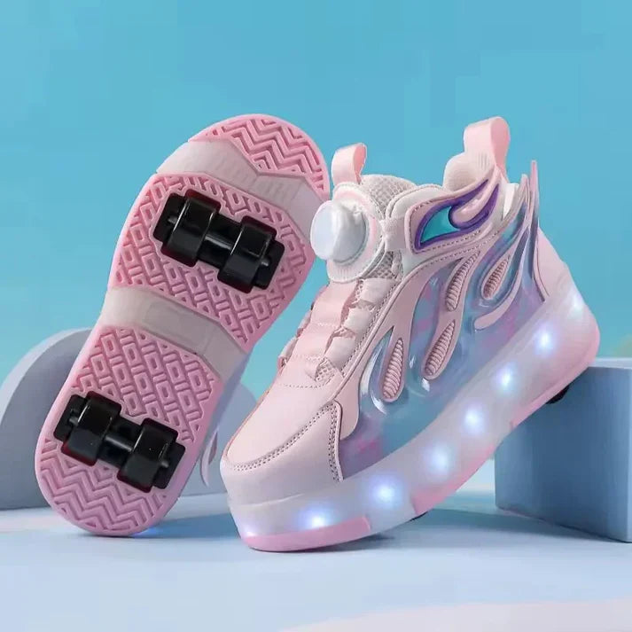 Kids Dual-Wheel Roller Sneakers – Detachable Inline Skate Shoes for Boys & Girls | 2-in-1 School & Outdoor Skating Shoes