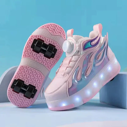 Kids Dual-Wheel Roller Sneakers – Detachable Inline Skate Shoes for Boys & Girls | 2-in-1 School & Outdoor Skating Shoes