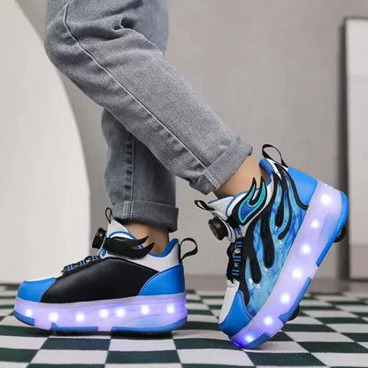 Kids Dual-Wheel Roller Sneakers – Detachable Inline Skate Shoes for Boys & Girls | 2-in-1 School & Outdoor Skating Shoes